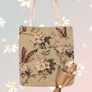 Floral Butterfly Tote Bag